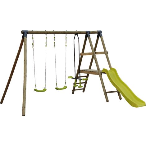 sweeek - Spielgerüst mit Rutsche, Wippe, 2 Schaukeln