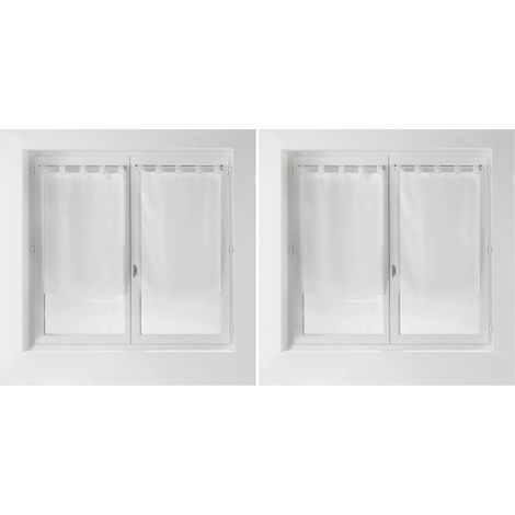 lot de 2 voilages à passants, 60 x 120 cm, blanc, fils coupés, pour salon (1/2)