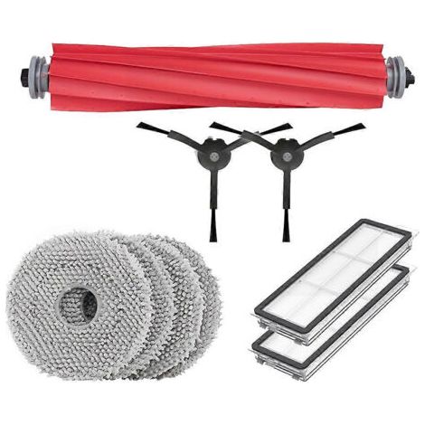 Pièces détachées pour aspirateur robot Roborock Qrevo Pro : brosse principale, filtre, lingettes de nettoyage, sacs à poussière et accessoires de nettoyage.