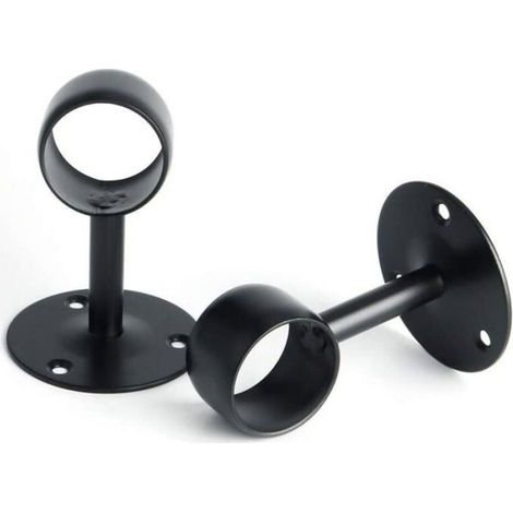 Support Plafond Tringle Rideau - Acier Inoxydable - Pour Barre Jusqu'à 32 Mm - Noir Mat - 2 Pièces (1/4)