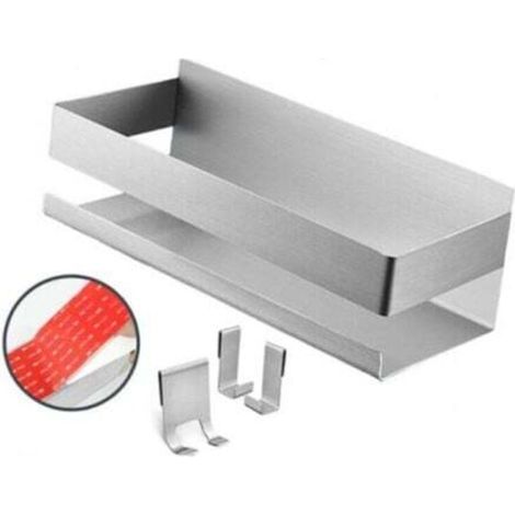 (Aluminium brossé) étagère de Douche Panier de Douche étagère de Salle de Bain sans perçage - Fixation très Solide grâce à la Bande adhésive de Montage (1/4)