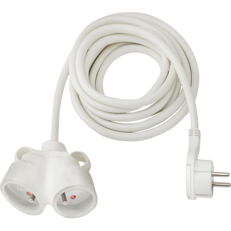 Rallonge électrique avec fiche Plate et Deux Prises, 2m (1/5)