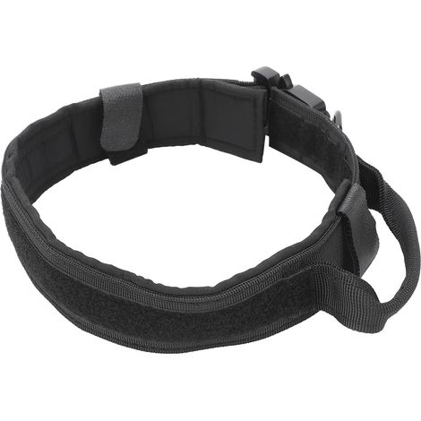Collier pour chien ajustable en coton résistant pour chiot avec boucle en métal, noir, taille XL (1/5)