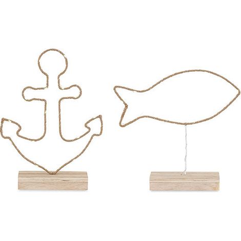 Tono Su Tono Base Legno Ancora o Pesce con LED H 30 / 34 1 Pz
