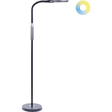 Lámpara de pie LED negra 148 cm material sintético altura regulable Cassiopeia