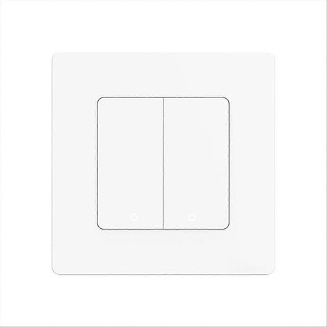 Interrupteur intelligent Tuya WiFi à 2 boutons avec variateur, compatible avec l'application Smart Life et contrôlable à distance, blanc. (1/5)