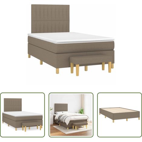 Matelas à ressorts ensachés -  Sommier à lattes de lit avec matelas taupe 120x190 cm tissu (1/5)