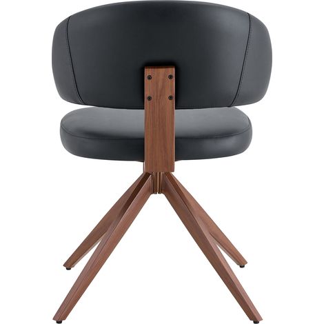 Silla giratoria moderna de PU negro con estructura de metal, 360° (1/5)