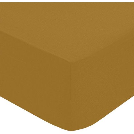Spannbettlaken - Perkal - goldbraun - 90x190 cm