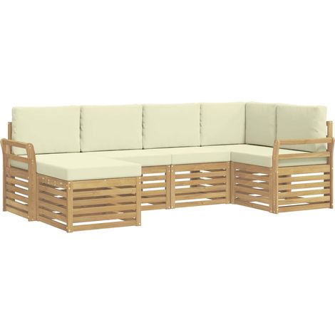 Outdoor Sofa Set 6 pcs White and Cream Polyester vidaXL (1/5)
