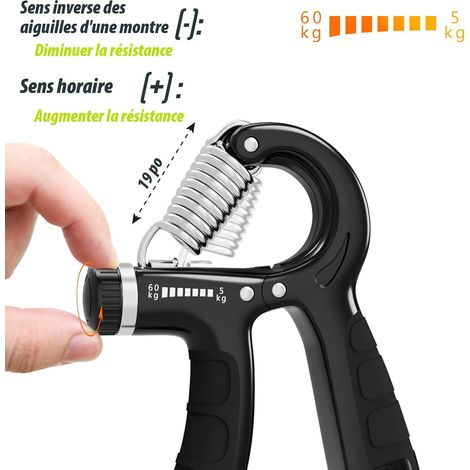 Entraîneur de main, Entraîneur d'avant-bras kit, poignée 5-60 kg, Entraîneur d'avant-bras de main, Grip Force de préhension (1/2)