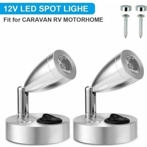 Lampe de Lecture LED Spot 12V Réglable avec Interrupteur - Convient pour Camping-Car, Van, Bateau - Lumière Chaude (Lot de 2) (1/4)