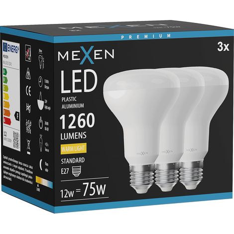 Mexen Nova 3x Ampoule LED E27, R80, 12W, Chaude - 3000K, 1260 lm - L105-E27-1230-01x03 (1/5)