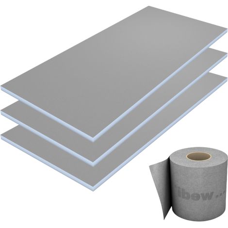 Lot de 3 panneaux de construction WEDI 250 x 60 x 1 cm + bande d'étanchéité