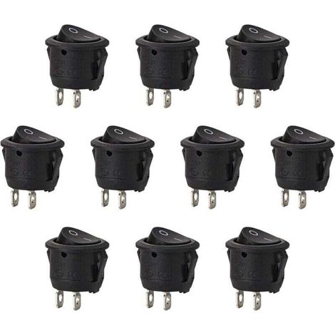 10pcs Round Toggle Switch with Latching Function (SPST Push Button) 2 Pole AC 6A/125V 3A/250V for Car Truck Boat (1/5)