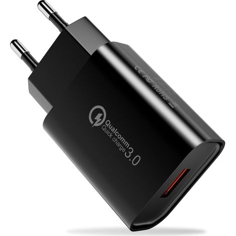 Chargeur Prise USB, 18W Quick Charge 3.0 Chargeur Rapide Adaptateur de Charge Rapide pour S23/S22/S21/S20/S10/S9/S8/A34/A20/A14/Z Flip 3, 15/14/13/12/11/SE (1/5)