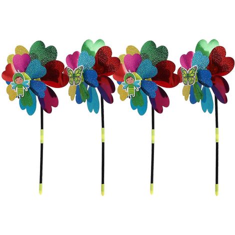 Moulins à vent en plastique à motifs de dessins animés, jouets décoratifs compatibles, lot de 4 (1/5)