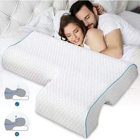 Oreiller à mémoire de forme - ZGEER - Ergonomique - Asymétrique - Confort médium - Lavable (1/4)