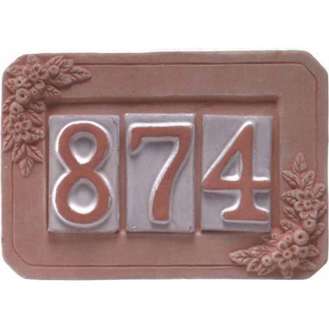 PORTANUMERO IN TERRACOTTA 3 POSTI 24X16 CM- 5,0 pz