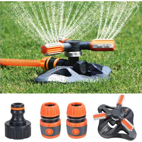 Automatischer Rasensprenger, Gartensprenger, automatische Rasenbewässerung, 3 Düsen, 360° drehbares Bewässerungssystem (1/5)