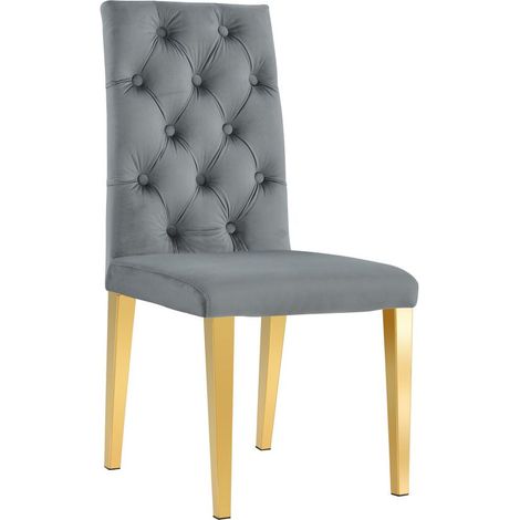 Lot de 6 Chaises capitonnées NEVADA Gold velours Moka