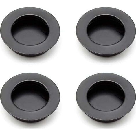 Poignée ronde encastrée, poignée de porte coulissante de 40 mm, en acier inoxydable 304, poignée de meuble noire, adaptée aux tiroirs, aux armoires et aux meubles sur mesure. (1/4)