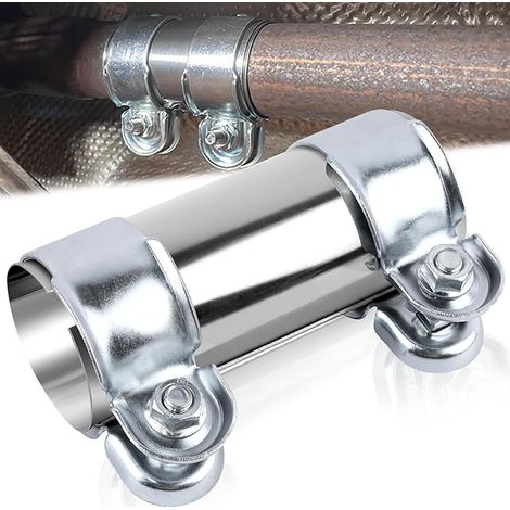 Manchon D'Échappement Raccord Tuyau Collier Echappement 45x125mm Collier de Serrage Reducteur Double pour Tuyau D'Échappement de Silencieux Acier Inoxydable pour Voiture Moto Camions (1/5)