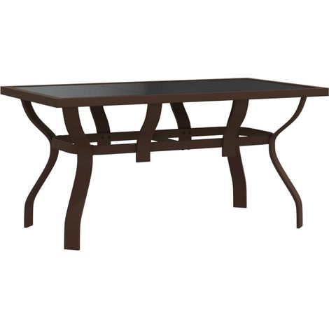 Table de jardin Marron et noir 140x70x70 Acier et verre (1/5)
