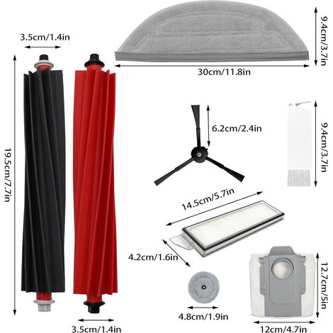 Ricambi per Roborock S8 MaxV Ultra - Kit di accessori da 19 pezzi, tra cui spazzole laterali, spazzole principali, filtro, sacchetti per la polvere, mop laterali e panni (1/4)