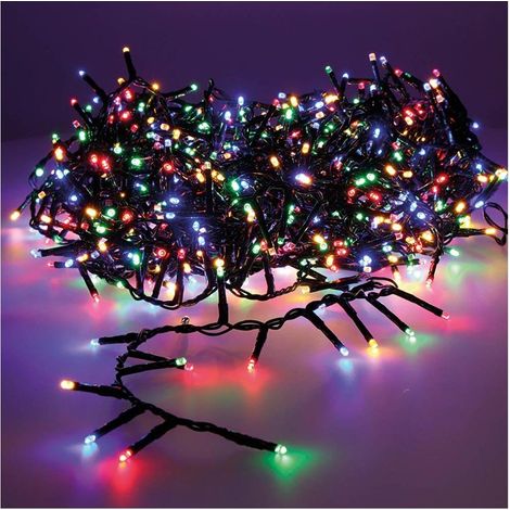 Ghirlanda LED compatta lampeggiante per esterni multicolore 16m 500 luci cavo verde