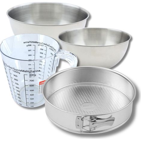Set pâtisserie avec moule à manqué 28 cm, 2 bols à mixer, verre mesureur et spatule Zenker (1/5)