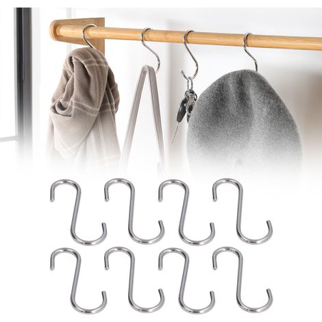 Set mit 8 schlichten, dicken, S-förmigen Kleiderhaken aus massivem Edelstahl 304 für das Badezimmer (8er-Set) (1/5)