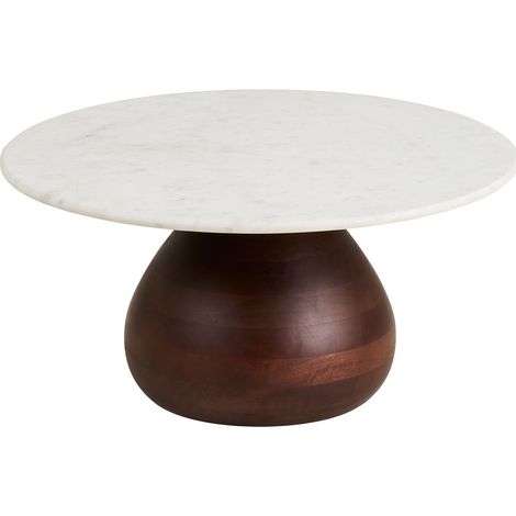 Tavolino da salotto Heide in legno di mango e marmo bianco ø70 cm