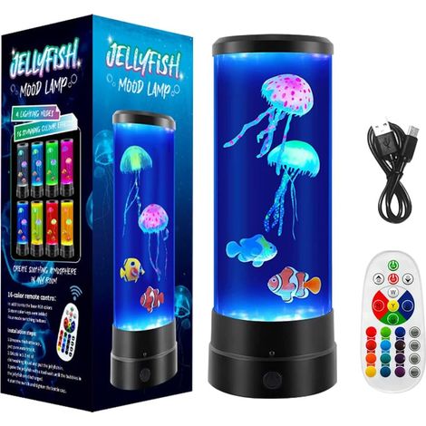 Lampe à Lave Lampe Méduse Lumineuse Aquarium avec Télécommande, Lampe LED Aquarium Méduse, 17 Couleurs Changeantes Jellyfish Lamp avec Télécommande pour Chambre des Enfants Maison Bureau (1/5)