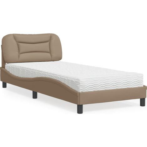 Lit avec matelas-Lit Adulte avec matelas Hvar cappuccino 90x190 cm similicuir 213324 (1/5)