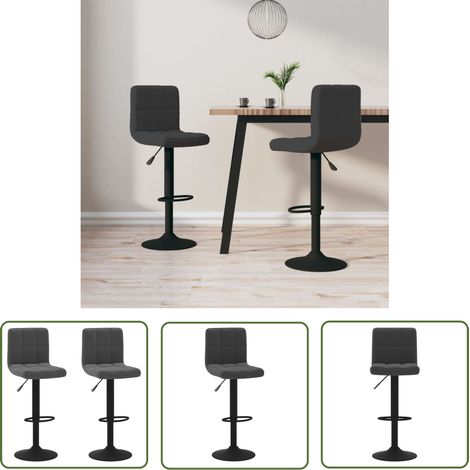 The Living Store Barhocker 2 Stk. Schwarz Samt - Samt Sessel - Barhocker - Schwarzer Stuhl - Drehbares Barstool - Höhenverstellbar (1/5)