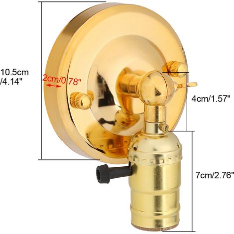 Vintage E27 Wandleuchte mit Schalter – Goldfarbene Aluminiumhalterung – Wohnaccessoires, 220 V (1/5)