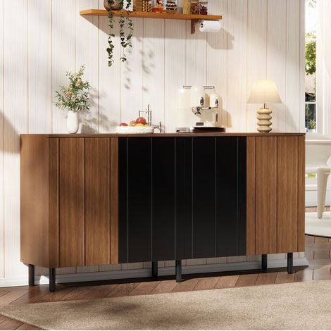 Buffet enfilade 160 cm 4 portes, noyer HAVRYA (1/5)