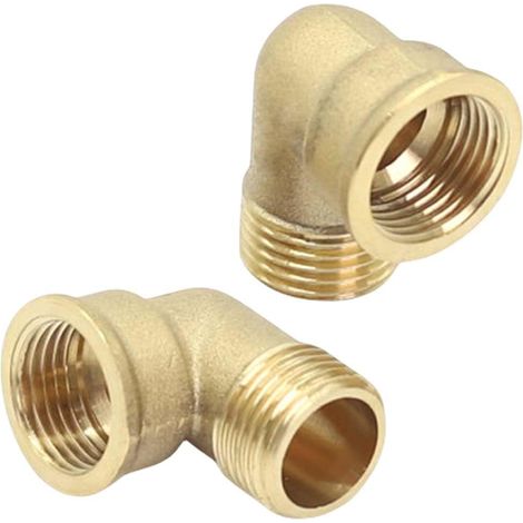 Lot de 2 Coudes 90° Laiton, Filetage Intérieur 30,5 mm, Filetage Extérieur 33 mm, Raccords Plomberie