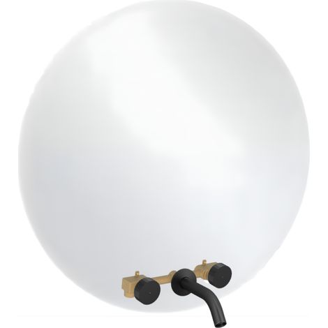 Espejo LED redondo de 3 agujeros + mezclador de lavabo empotrado de 3 agujeros JACOB DELAFON Grands Boulevards negro mate