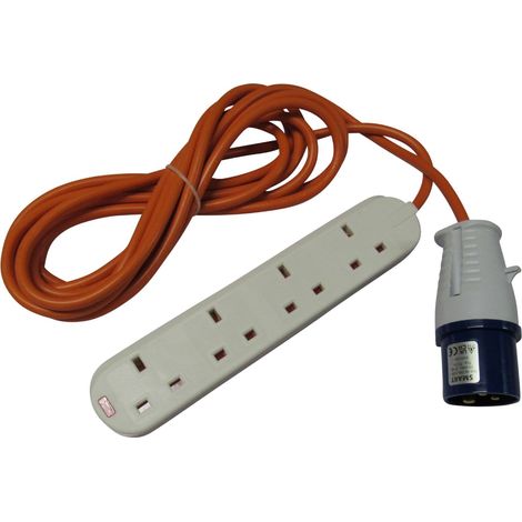 Camping 4 Way Extension Lead 15M (Electric Hook Up Cable Caravan Campsite)
