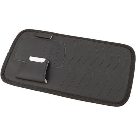 Support de coque de voiture - Organisateur de pare-soleil pour voiture - Avec pochettes de rangement DVD - Gel de nettoyage pour l'intérieur - Noir - Taille unique (1/5)