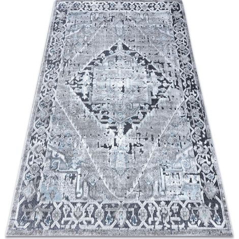 Tappeto Structural SIERRA G6038 tessuto piatto grigio - rosone blue 120x170 cm