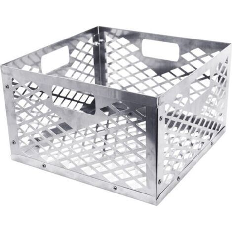 Panier à charbon en acier inoxydable – Grand modèle pour barbecue au gaz et charbon – Circulation d'air optimale – Poignée pour transport facile (1/5)