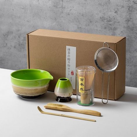Keramik-Teeservice, bestehend aus einer Matcha-Schale, einem Matcha-Besenständer und einem Matcha-Besen, 5-teiliges Set – Perfekt mehrfarbig