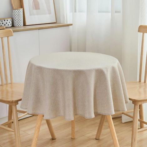 Runde Tischdecke Leinenoptik 120 cm, wasserabweisend, pflegeleicht
