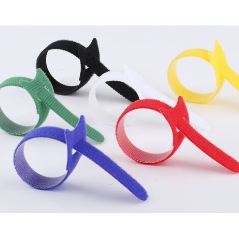 Lot de 120 Serre Câble Réutilisables en Nylon, [150 MM x 12 MM] Attaches de Câble Réglables à Crochet et Boucle, Gestion des Câbles pour Bureau, Maison, Jardin et autres - 6 Couleurs Mixtes (1/4)