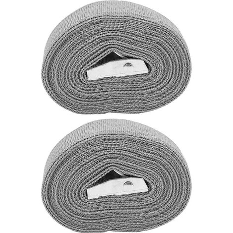 Lot de 2 sangles d'arrimage à cliquet en alliage de zinc, robustes, pour chargements de camions, voitures et bagages, grises, 4 m / 13,1 pi