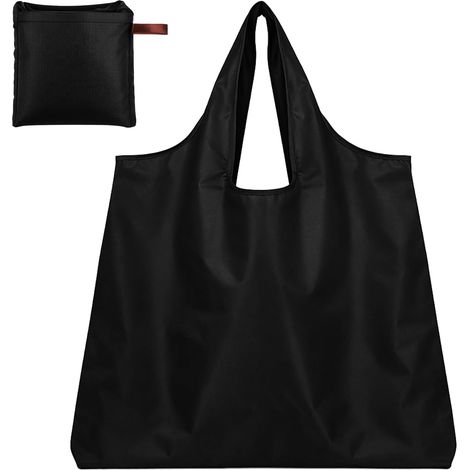 Grand sac de courses pliable - 53 x 40 cm - Réutilisable - Avec poignées de transport - Léger - Séchage rapide et résistant - Pour le shopping, le camping, le pique-nique (1/5)