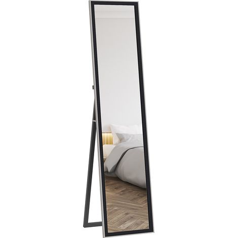 HOMCOM Floor Mirror Wall Mounted Leaning Standing Mirror 37 x 157cm Black (1/5)